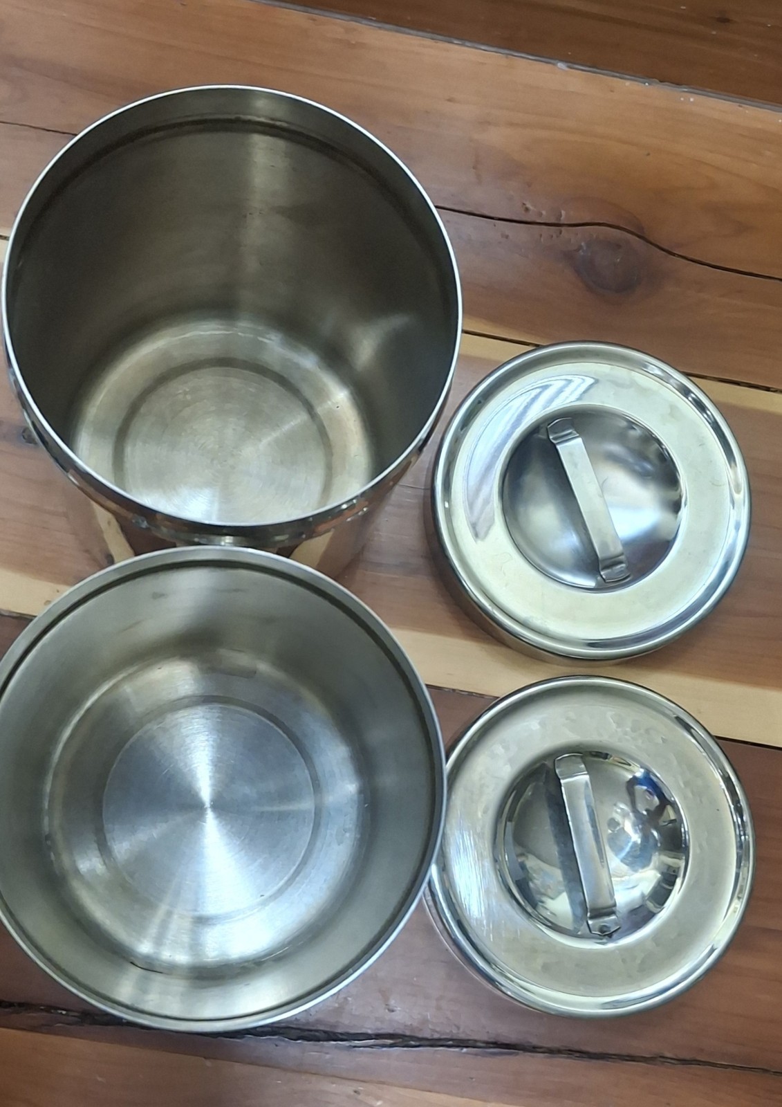 Vollrath 8802 Stainless Steel Canister Set Of 2 Heavy-Duty Container W/lids Vtg