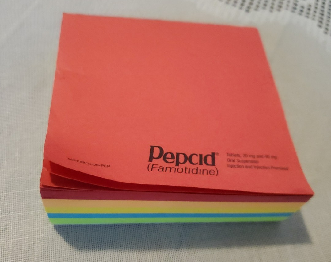 VTG Pepcid E-See Tac Note Pad Multi Color Rainbow Edge Drug Rep Swag Merck Block
