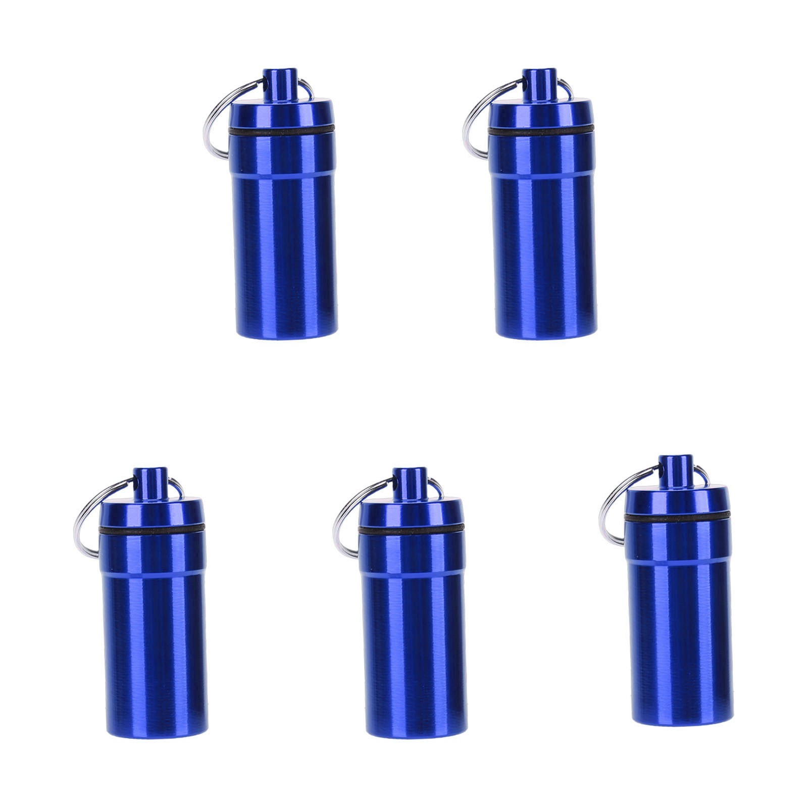 1-5pcs Mini Keychain Tablets Case Water Proof Outdoor Tablets Container Blue