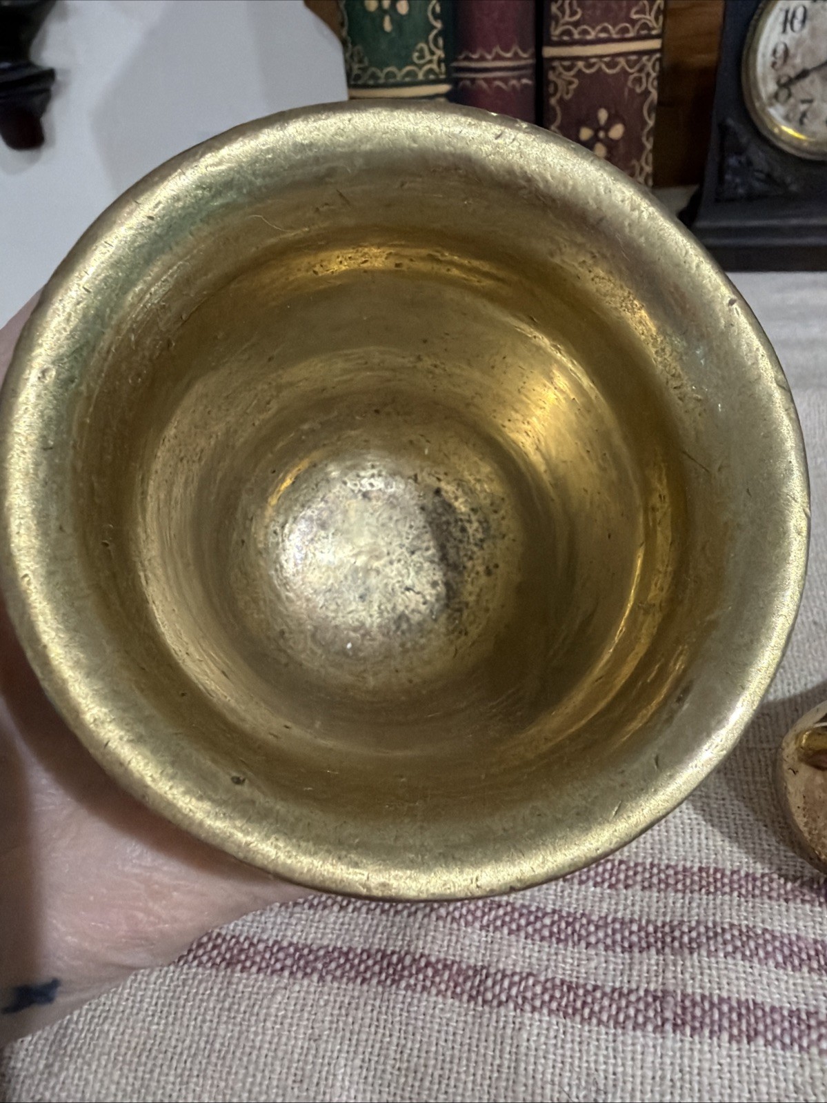 Antique Solid Brass Mortar Pestle Apothecary Pharmacy 3” Registered 1 Lathe Turn
