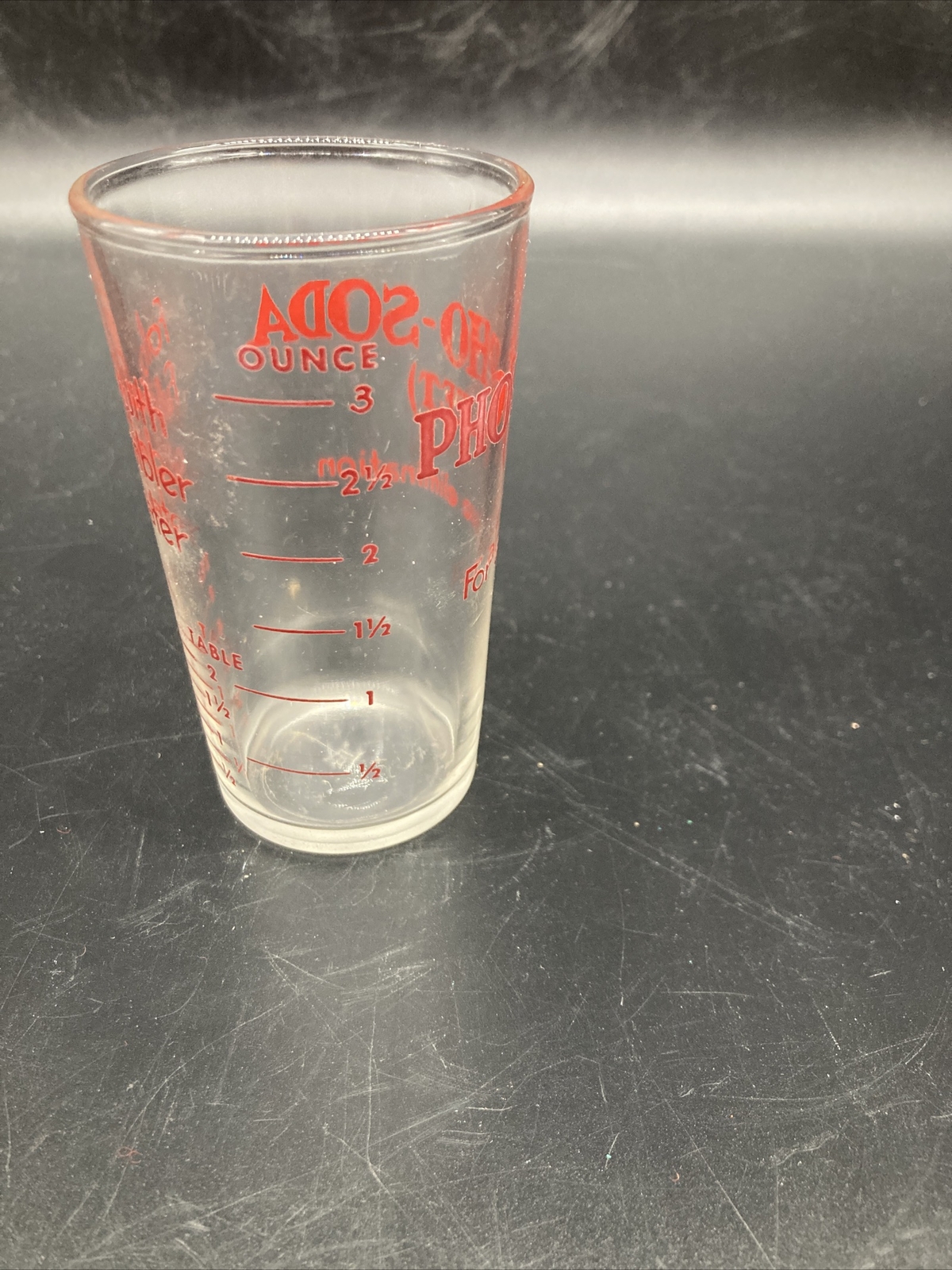 Vintage Fleet Phospho-Soda Buffered Laxative Dose Measurement Glass Hazel Atlas