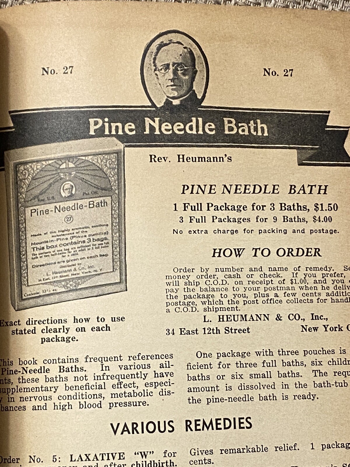 Vintage Advertising Heumann Family Health Book Patent Quack Medicine 1936 NYC
