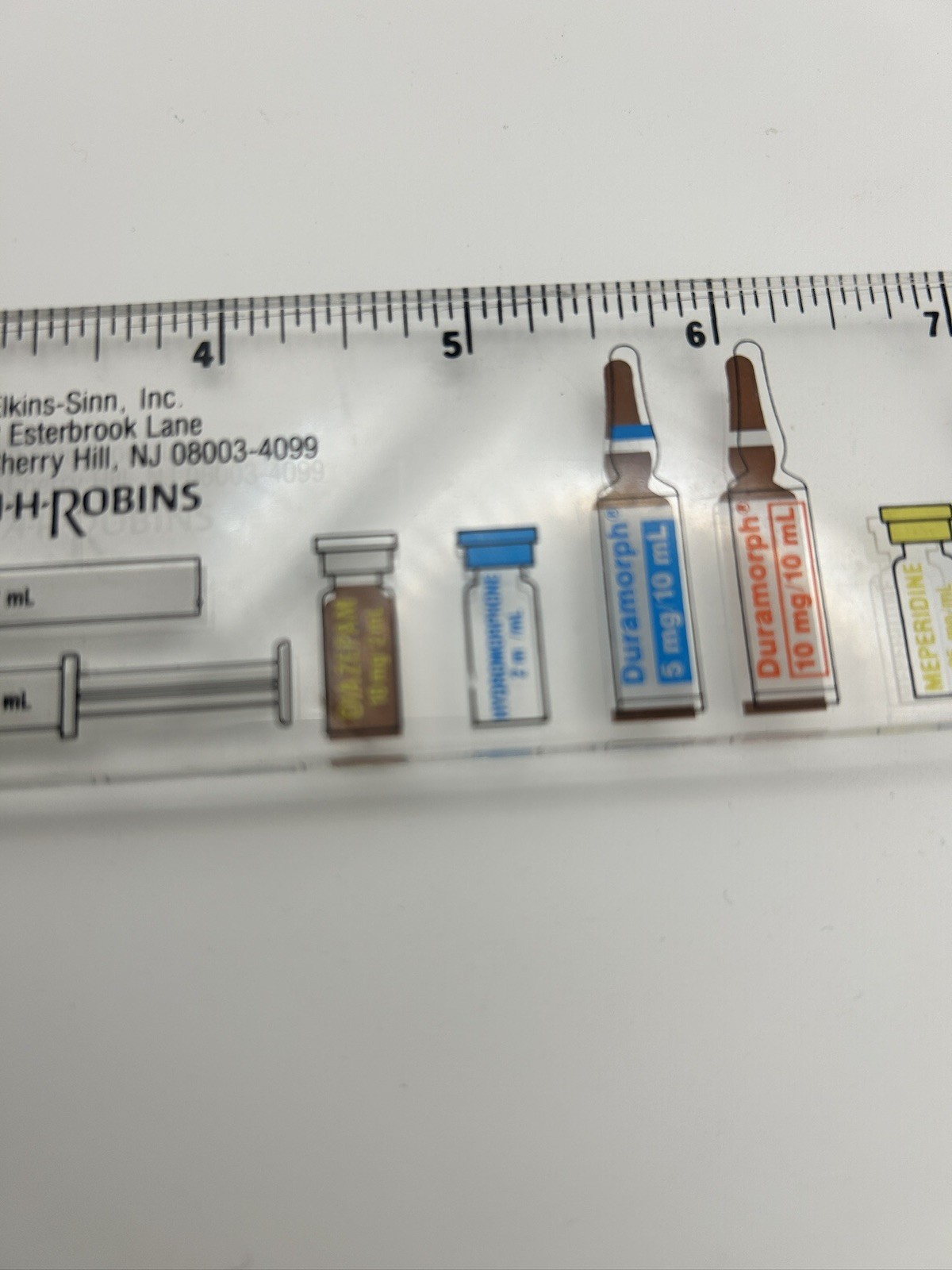 Vintage Pharmaceutical 1980s Morphine , Fentanyl Advertisement Ruler Acrylic 14″