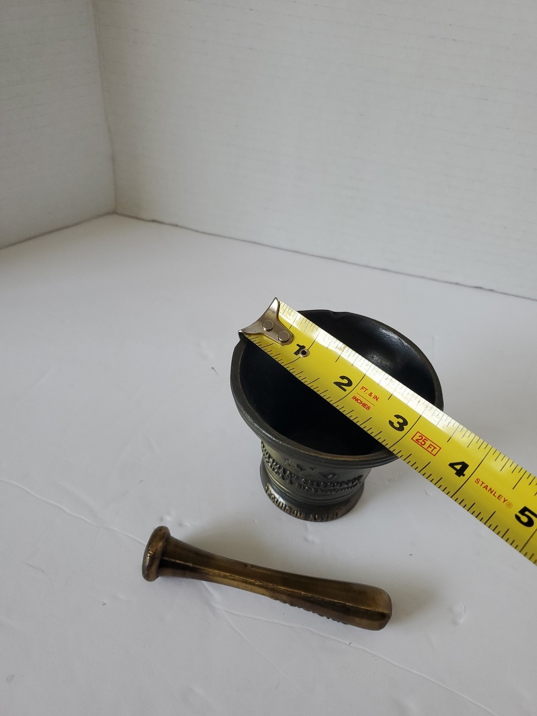 Vintage 1976 Bicentennial Celebration Brass Mortar & Pestle Rx Pharmacy