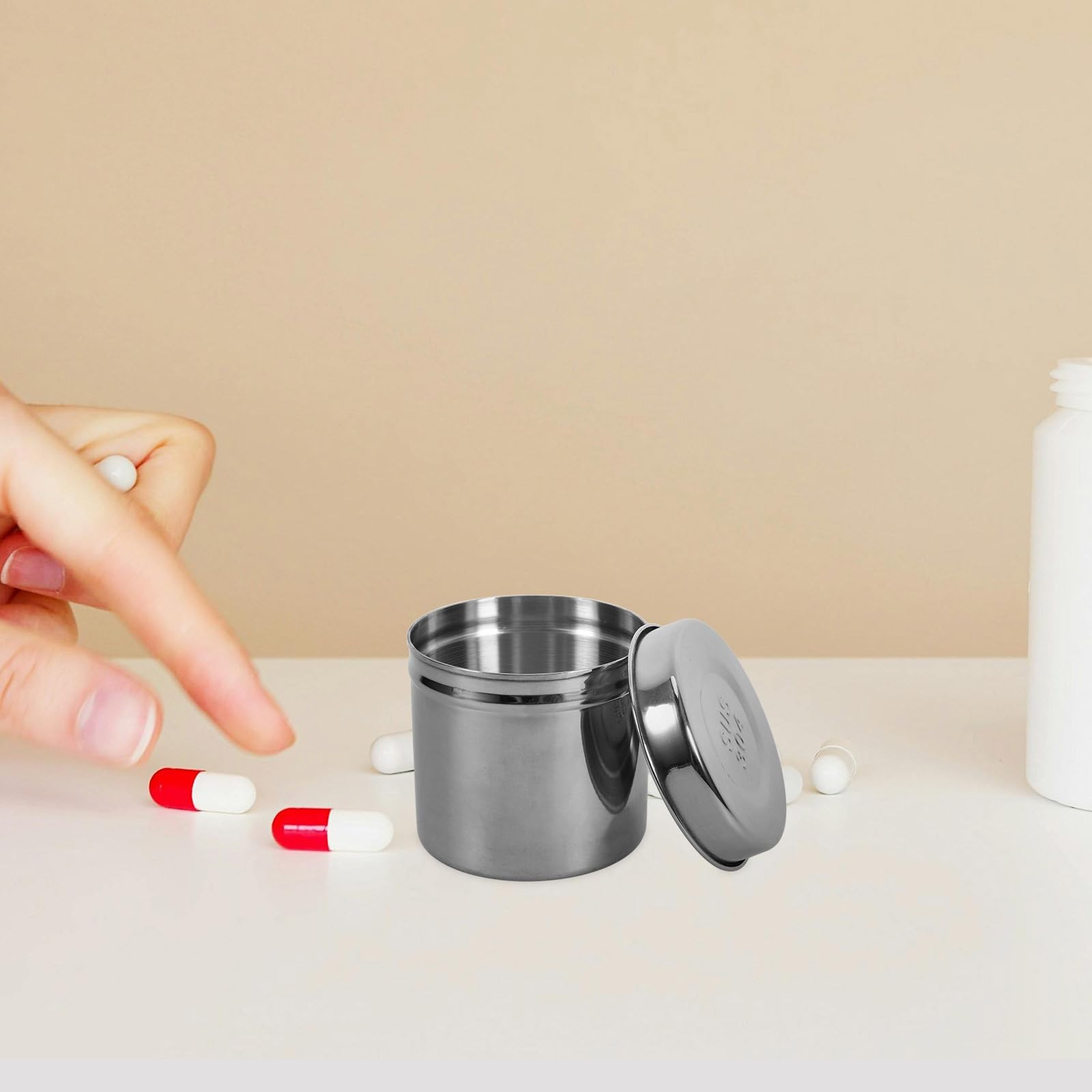 2PCS Silver Stainless Steel Jars, 3.14 Inch, Iodine Gauze Iodophor Holder
