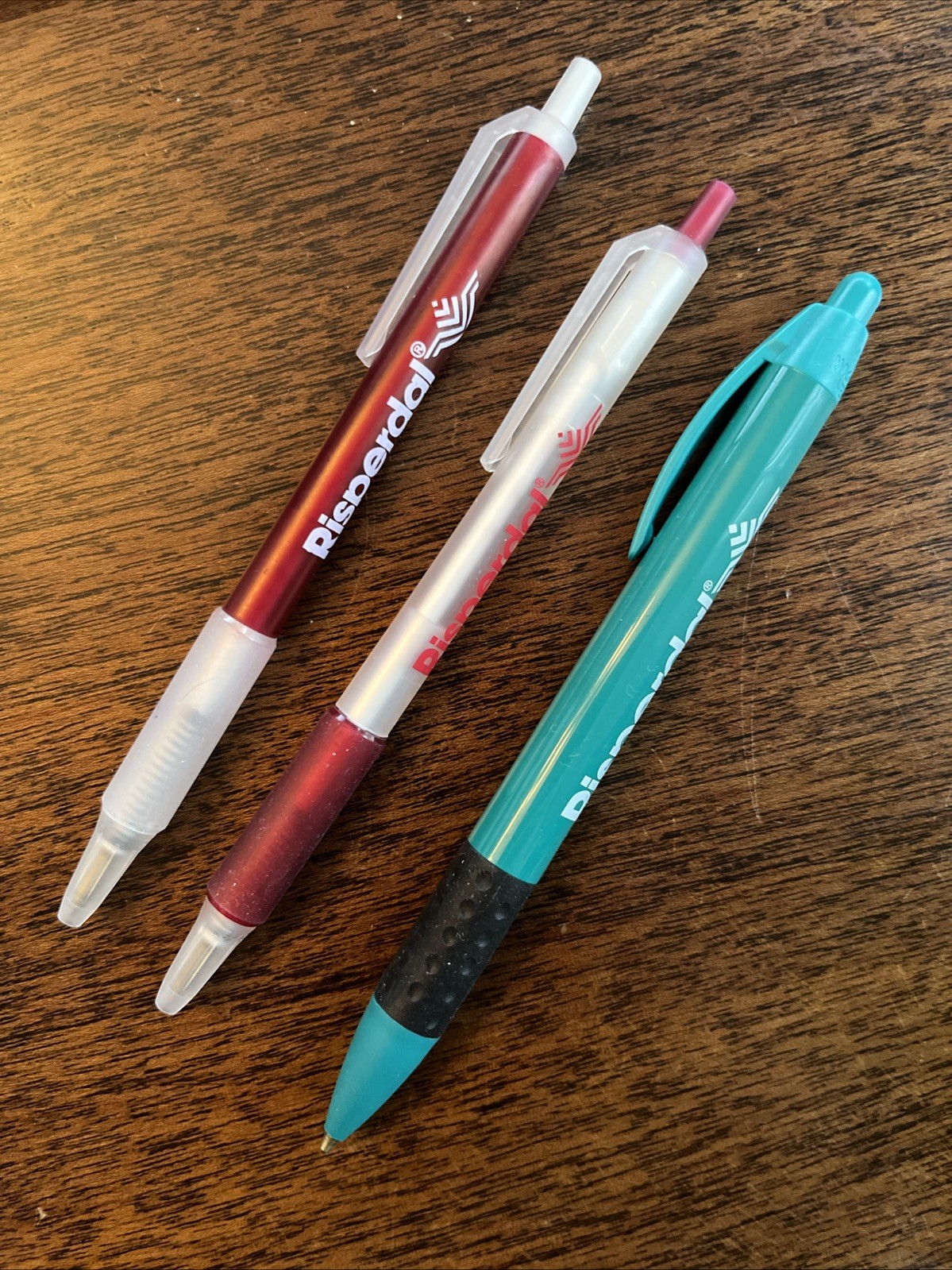 Set of 3 Risperdal Medical Drug Rep Pharmaceutical Pens Working Teal Red White