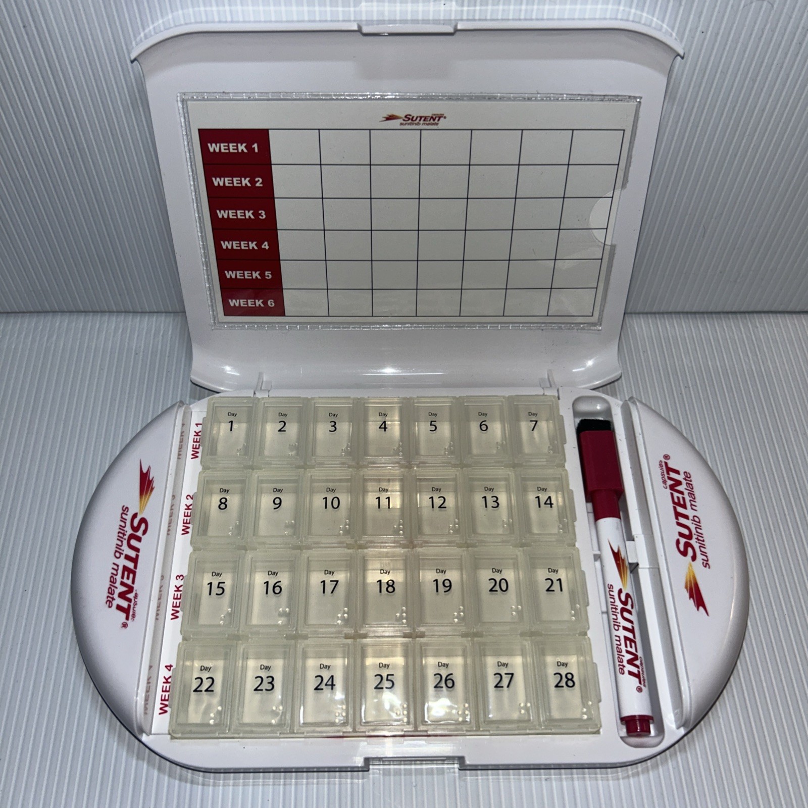 Pharmaceutical Drug Rep Promo Daily/ Month Pill Organizer From SUTENT 28 Slots