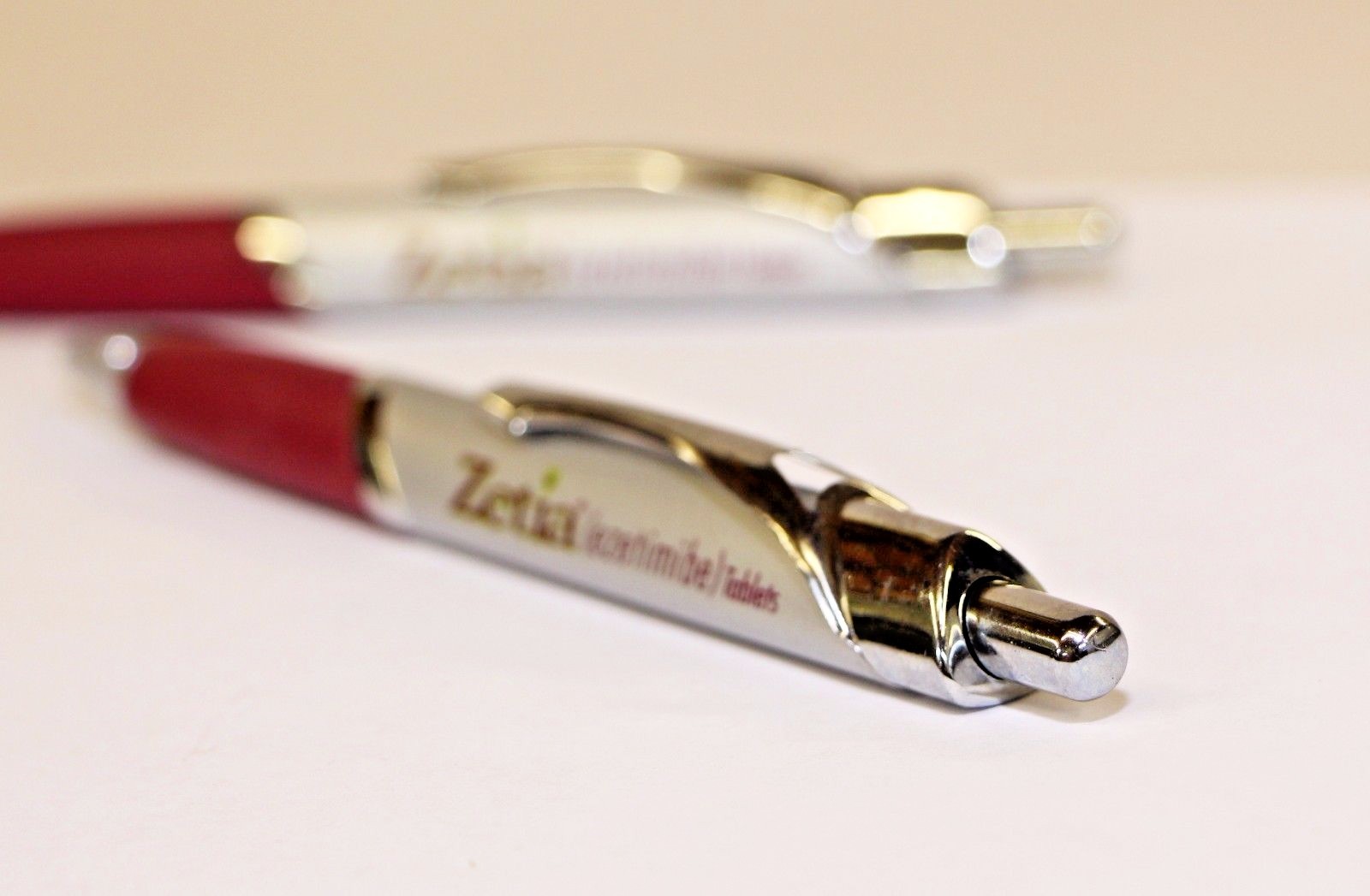 Pharmaceutical Pens 2 Heavy Metal Zetia Brushed Silver Super Sharp RARE