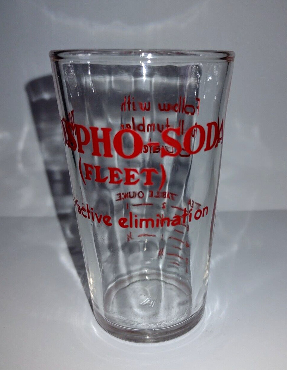Vintage Fleet Phospho-Soda Buffered Laxative Glass 3OZ Dosing Cup ADVERTISING