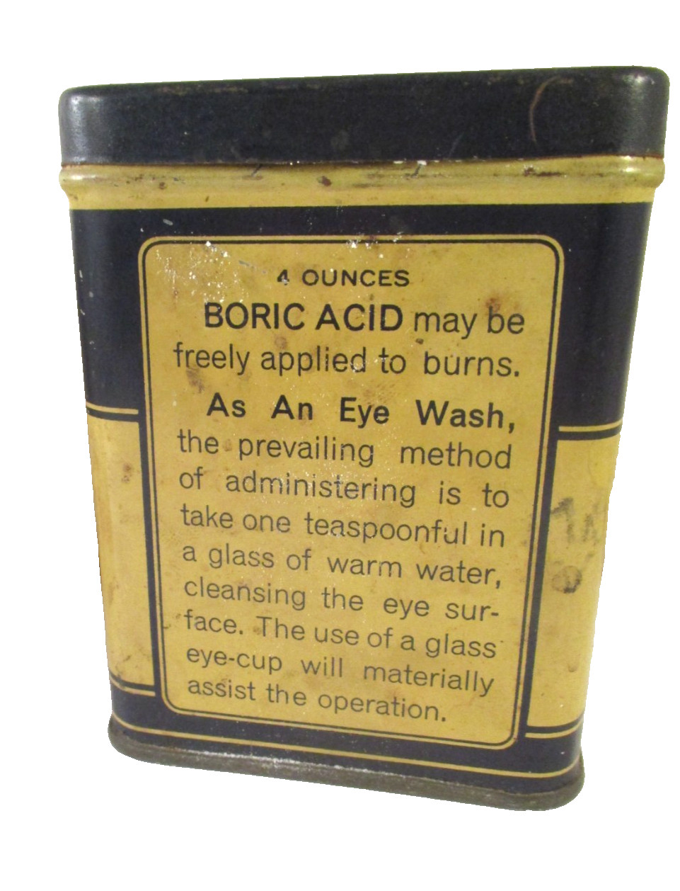 Vtg BORIC ACID PUREPAC TIN w/PARTIAL CONTENTS& REXALL SEALED CARDBOARD CONTAINER
