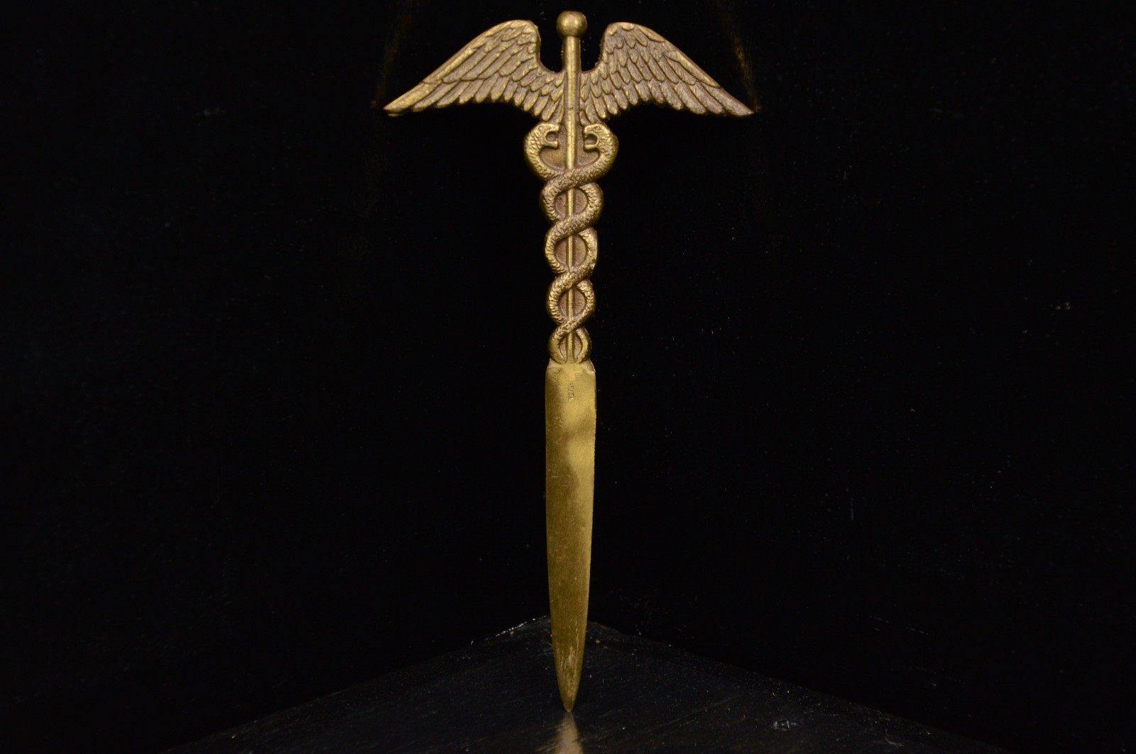 Vintage Brass Letter Opener Caduceus Medical 9″ 5.4oz