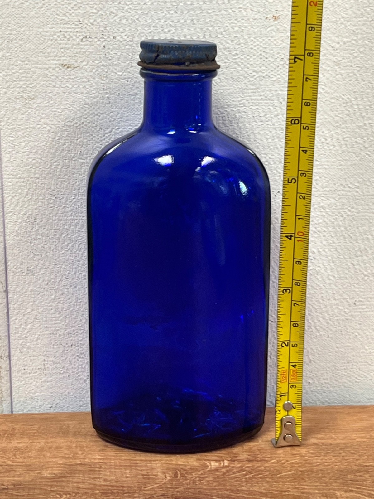 Cobalt Blue Coral Compackage Glass Antique Medicine Pharmaceutical Bottle