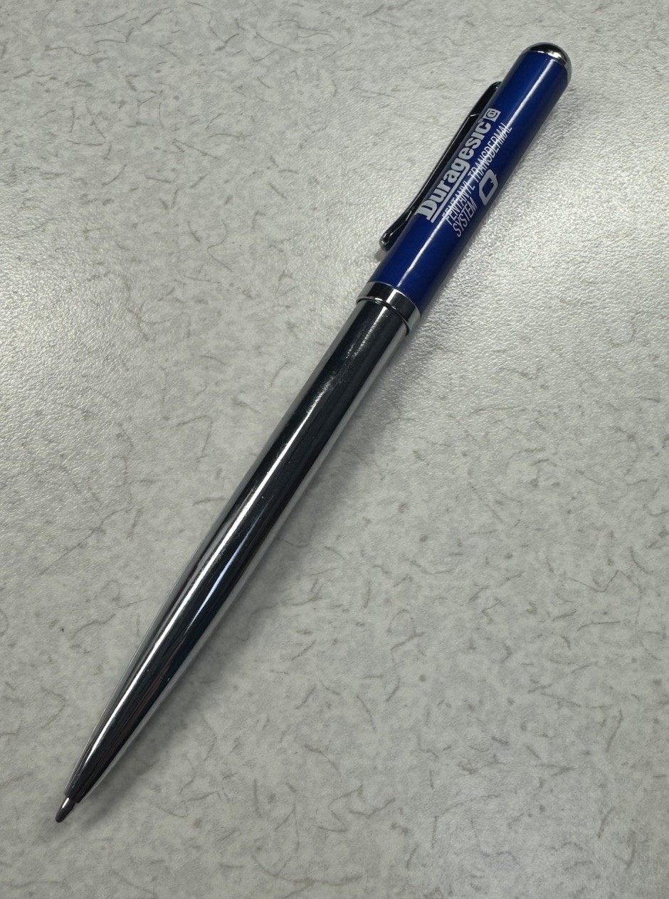 DURAGESIC FENTANYL Blue/Silver Metal-Refillable Pen Pharmaceutical Promo