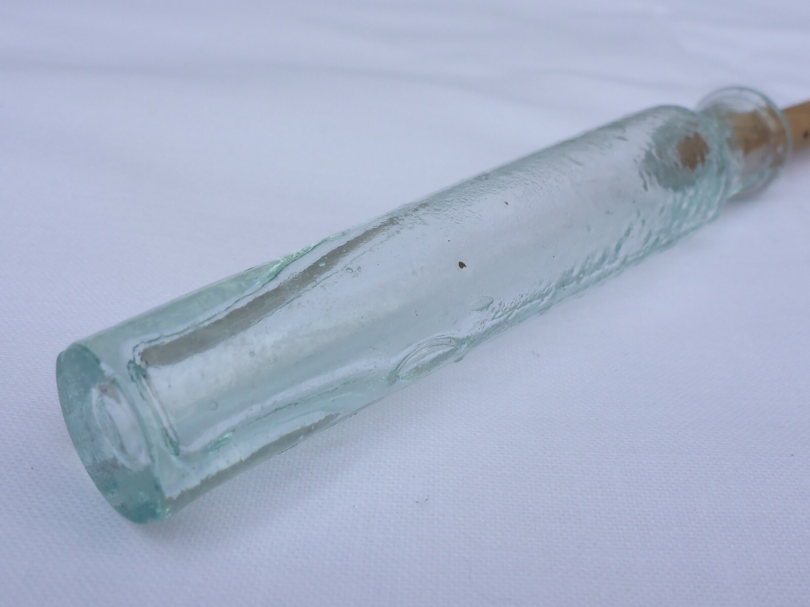 2 X Old Small Medicine Glass Pharmacy Bottle Green Long Approx. 10.0 Cm