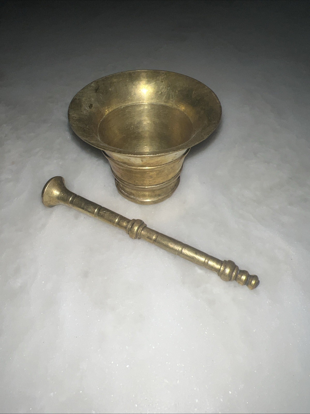 Rx Brass Mortar and Pestle Apothecary Pharmaceutical 3” Vintage Solid Brass Drug
