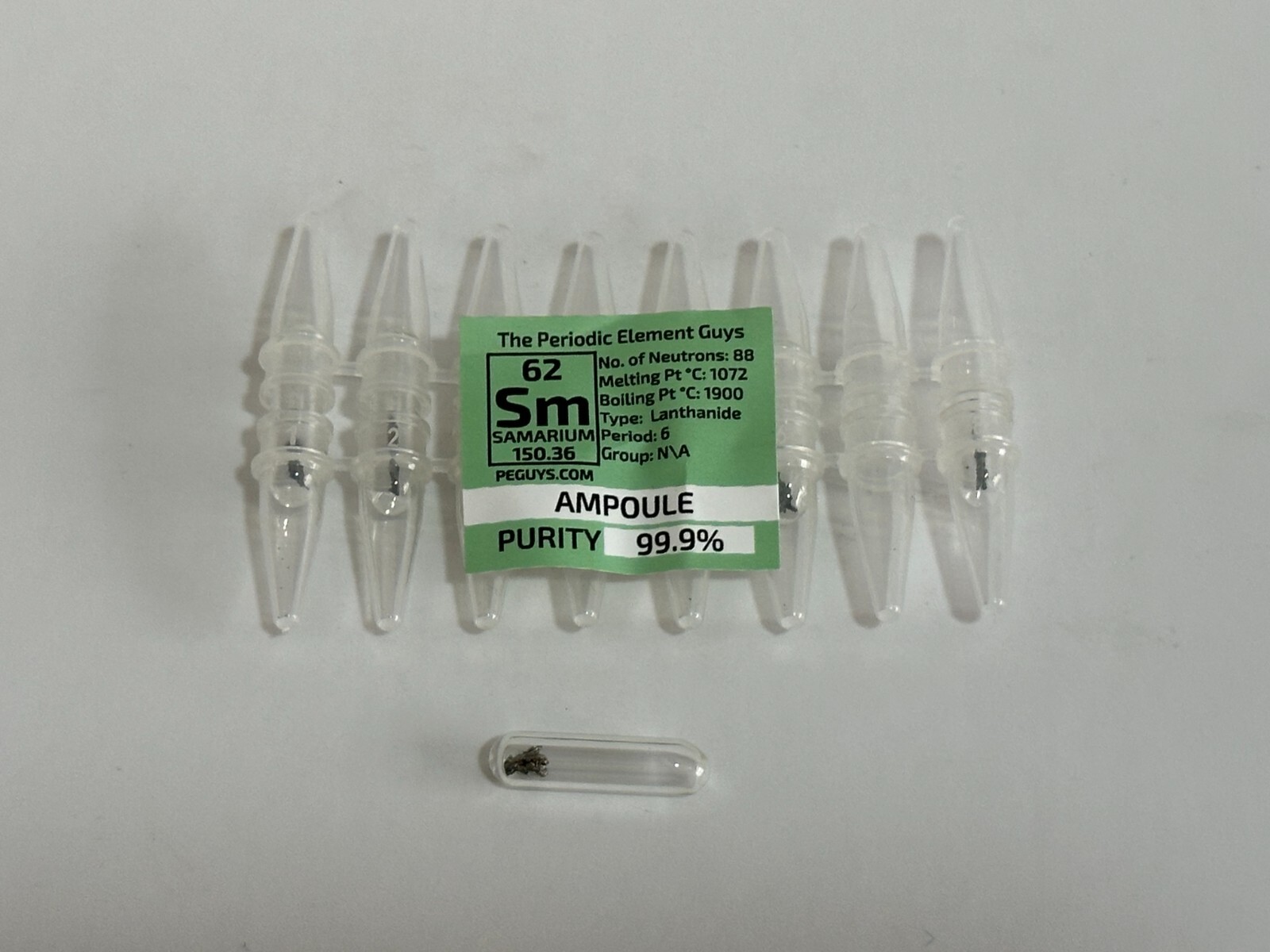 8 x Samarium Metal 99.9% un-oxidized Argon Ampoules WHOLESALE Periodic Elements
