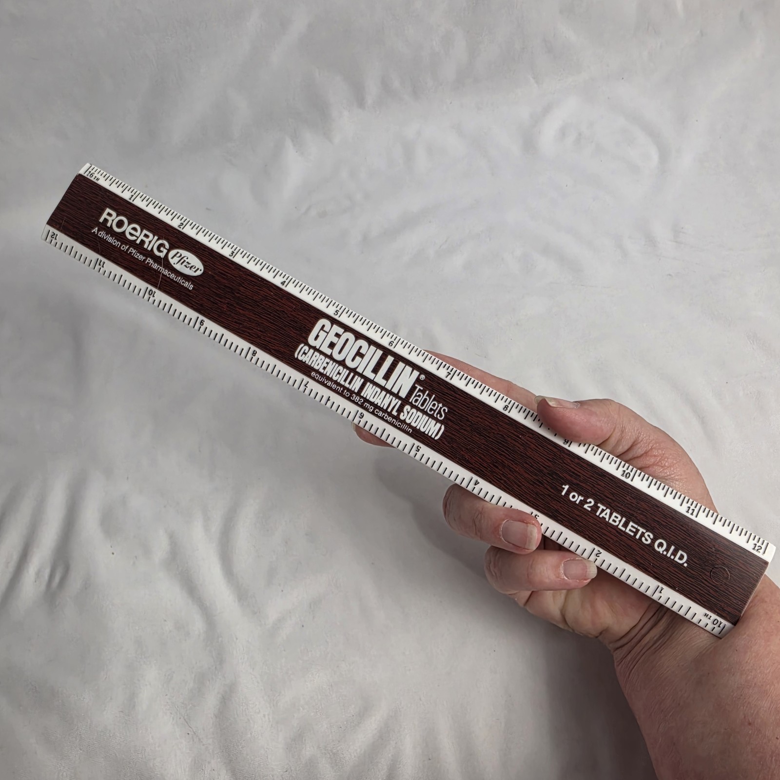 Vtg Pfizer Geocillin Roerig Pharmaceutical Drug Rep Plastic Ruler Advertising