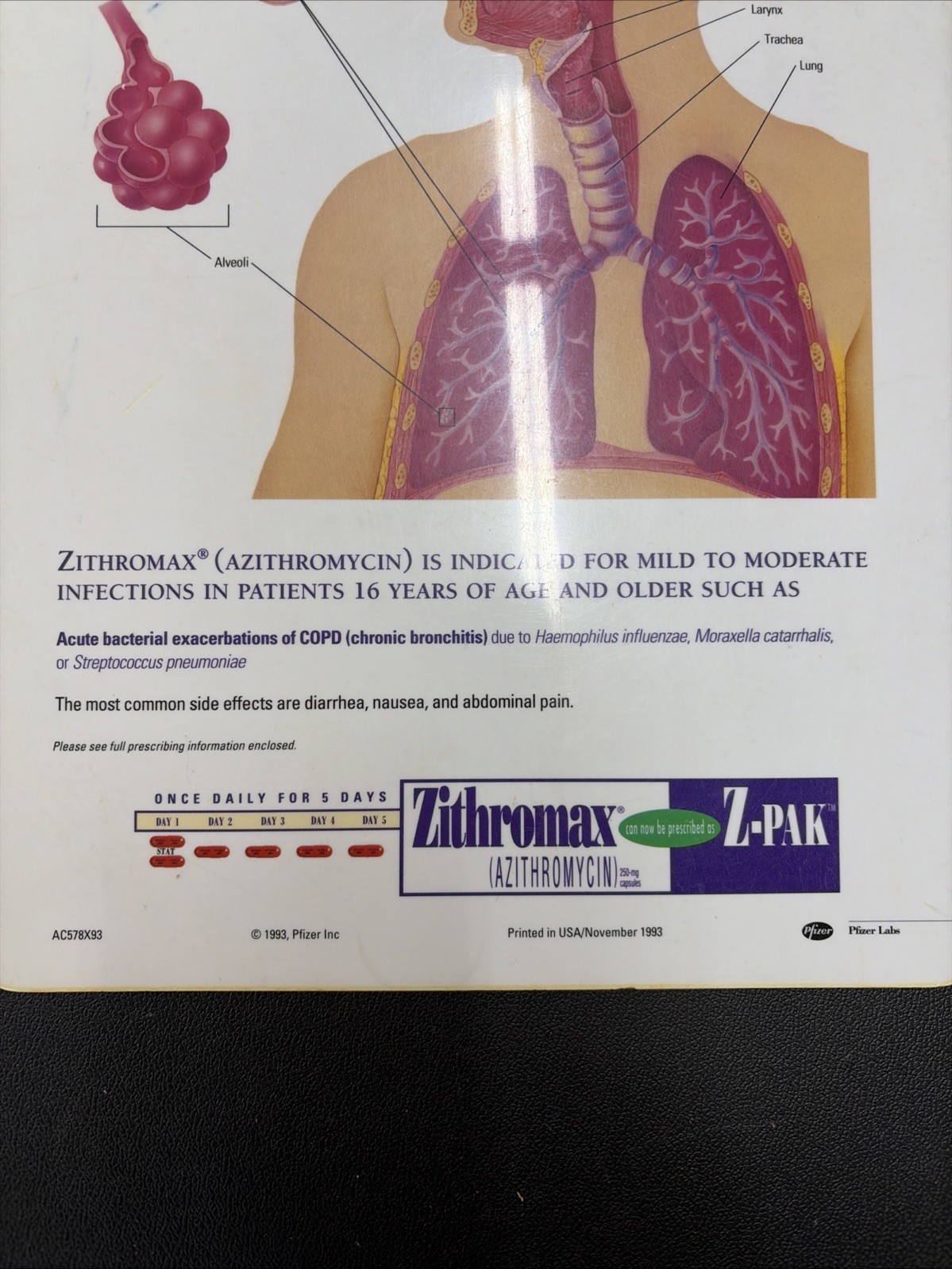 Medical Clipboard Zithromac Z-Pak Pharmaceutical Drug Rep Promo 14×9