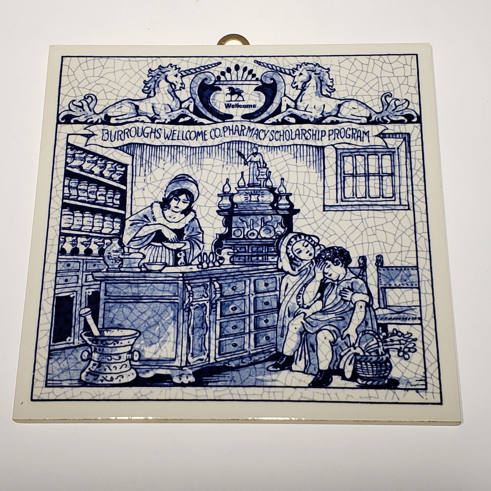 Set of 6 Delft Dutch Holland Burroughs Wellcome 6″ Apothecary Pharmacist Tiles