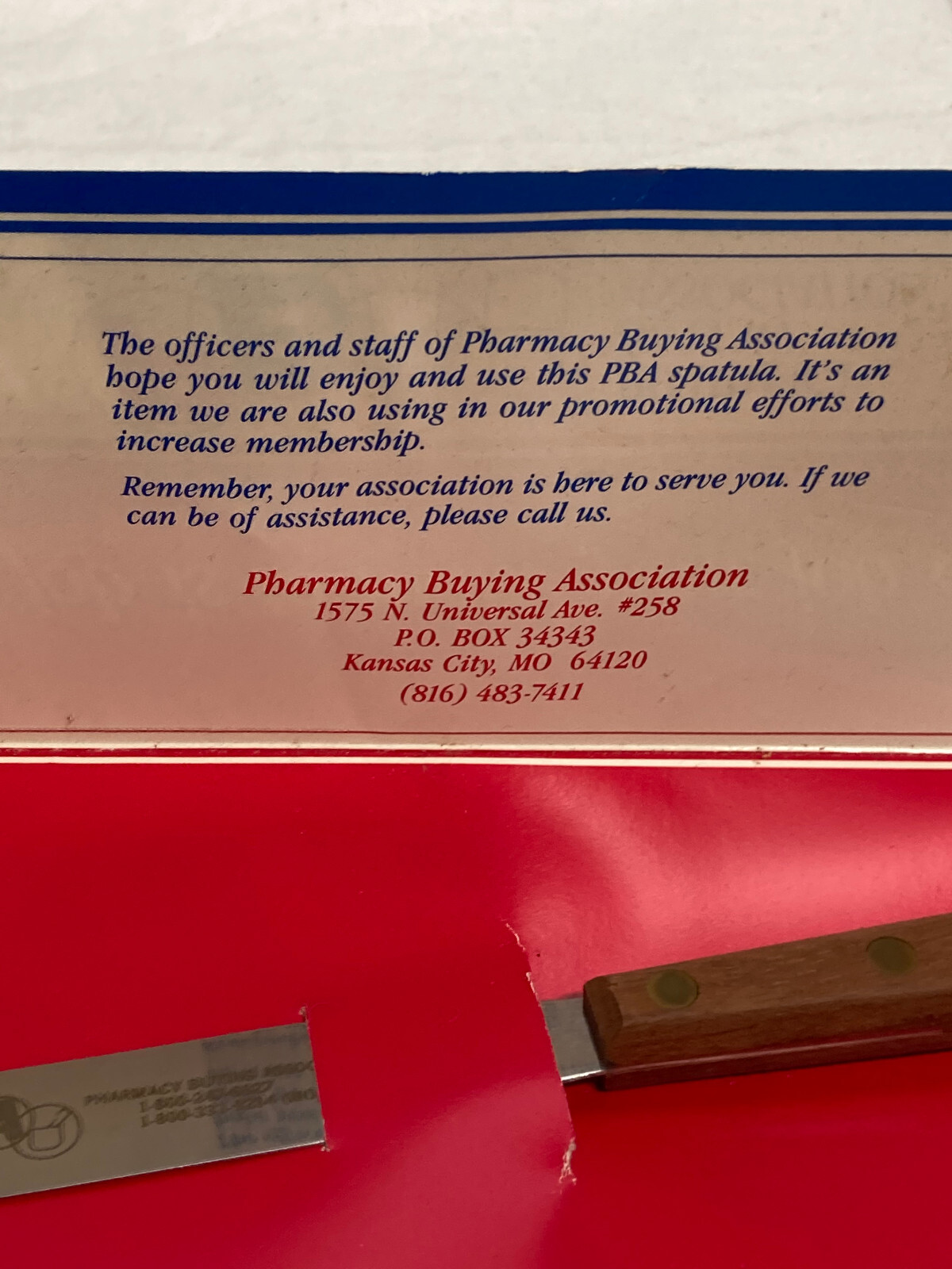Vntg PBA Advertising Promo Pharmaceutical Pill Rx Spatula w/ wood handle