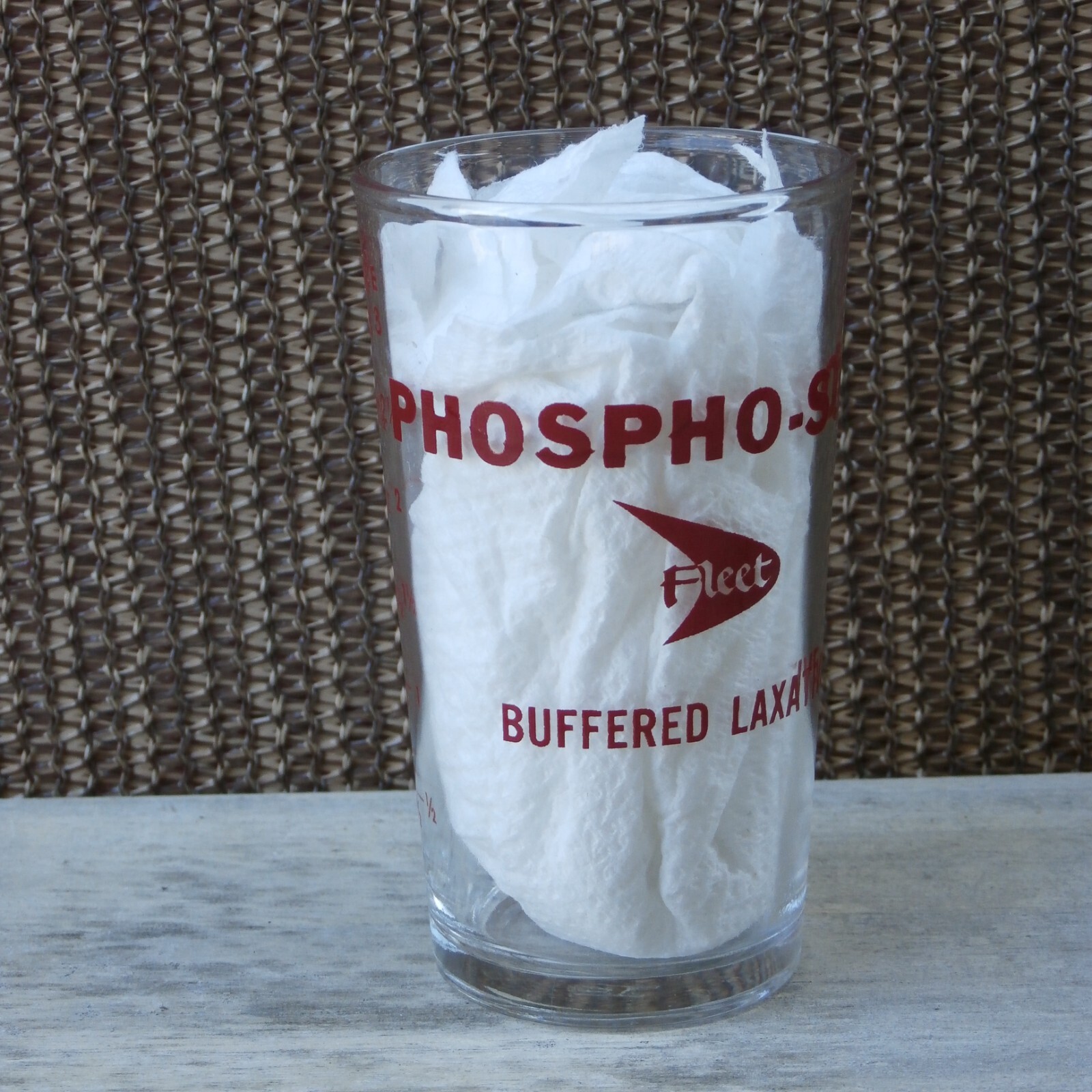 Vintage Hazel Atlas Glass PHOSPHO SODA Buffer Laxative Advertising Dosing Glass