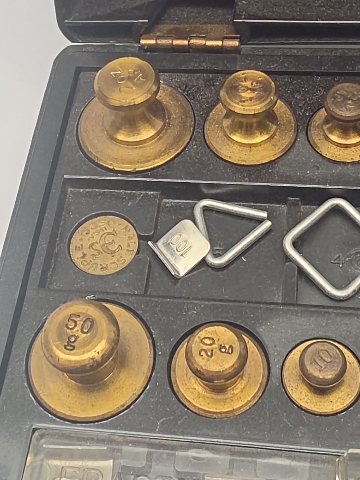 Vintage Bristol Myers Set of Pharmacutical Brass Weights in Original Box