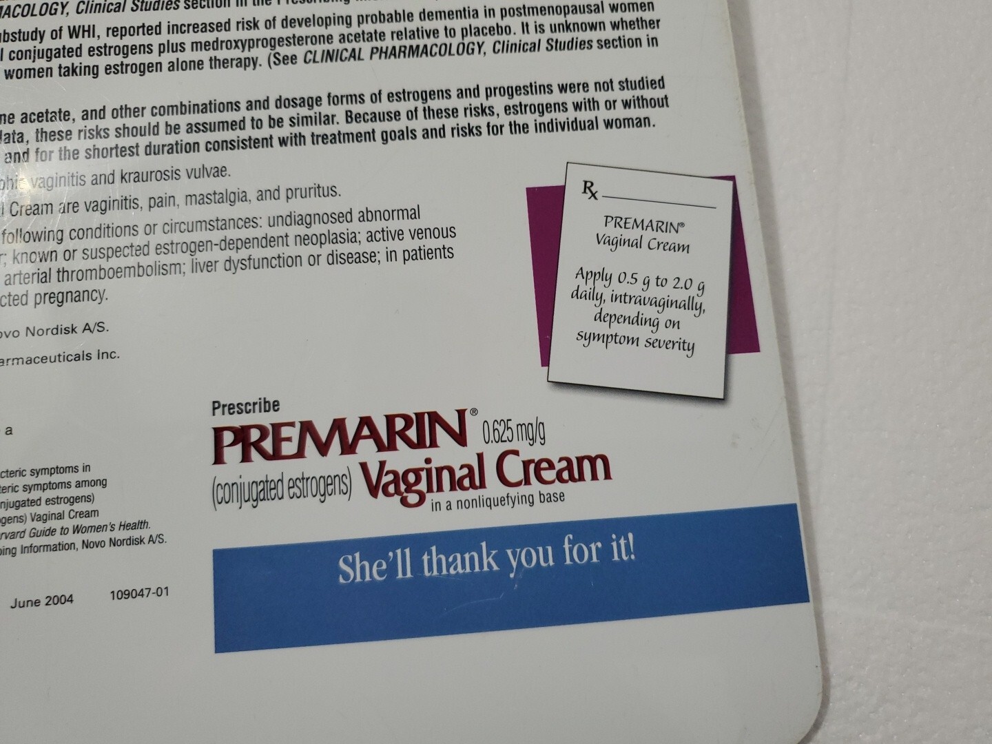 PREMARIN VAGINAL CREAM Pharmaceutical Drug Rep CLIPBOARD RARE Promo Advertising