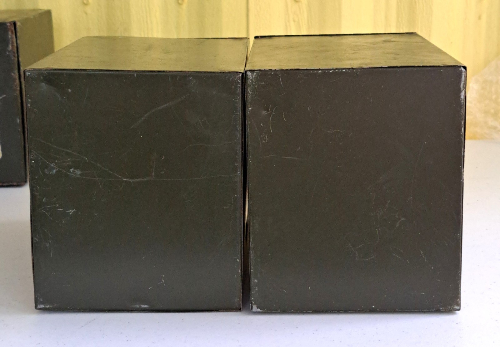 Five Antique Phillips Metal Prescription File Boxes