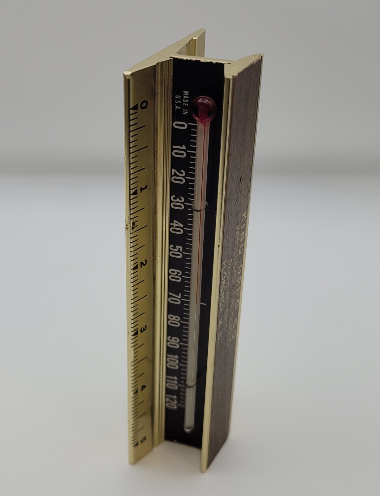 King Drug Company Wholesale Druggist Florence SC Paperweight Thermometer Ruler
