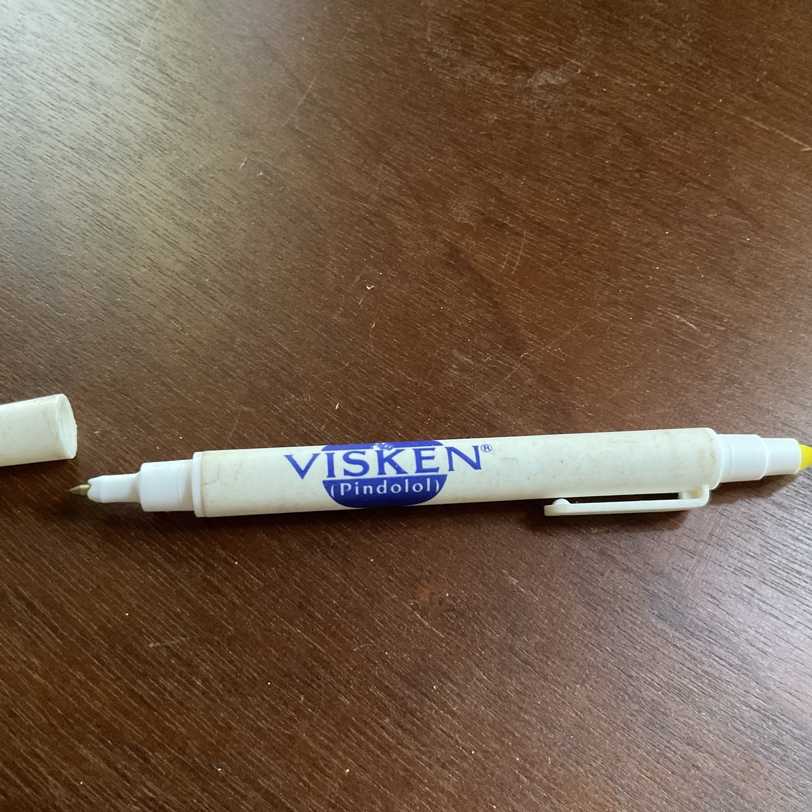 Visken Pindolol Ball Pen And Highlighter Vintage Pharmaceutical Promo Drug Rep