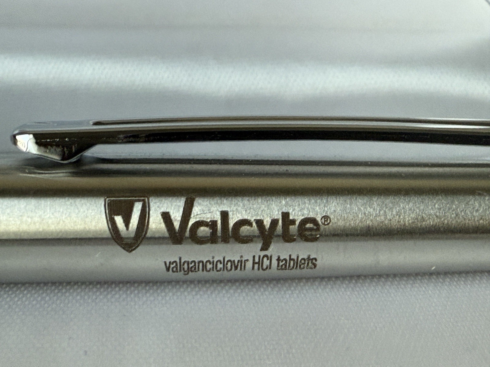 Valcyte Pharmaceutical Advertisement Ball Point Pen Silver 2004