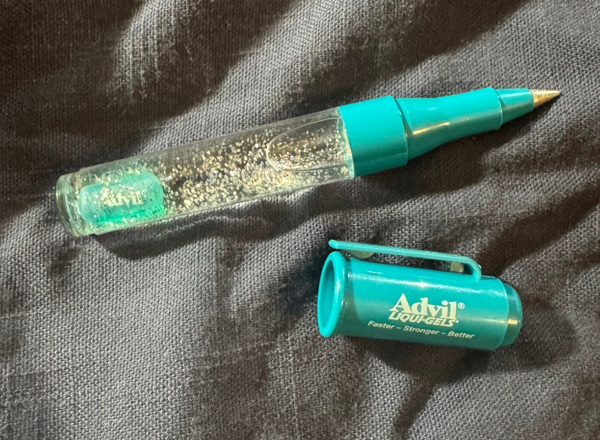 ADVIL LIQUI-GELS PEN w/Glitter & Pill Pharmaceutical Drug Promo Collectible RARE