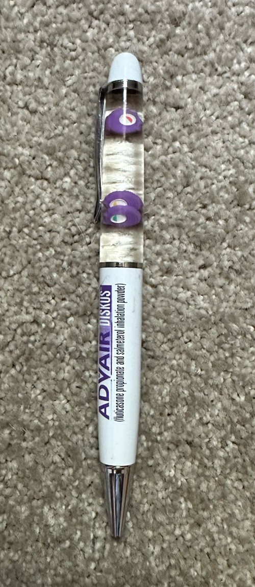 Vintage Advair Pen Drug Rep Advertising Metal Floaty Pen – Works