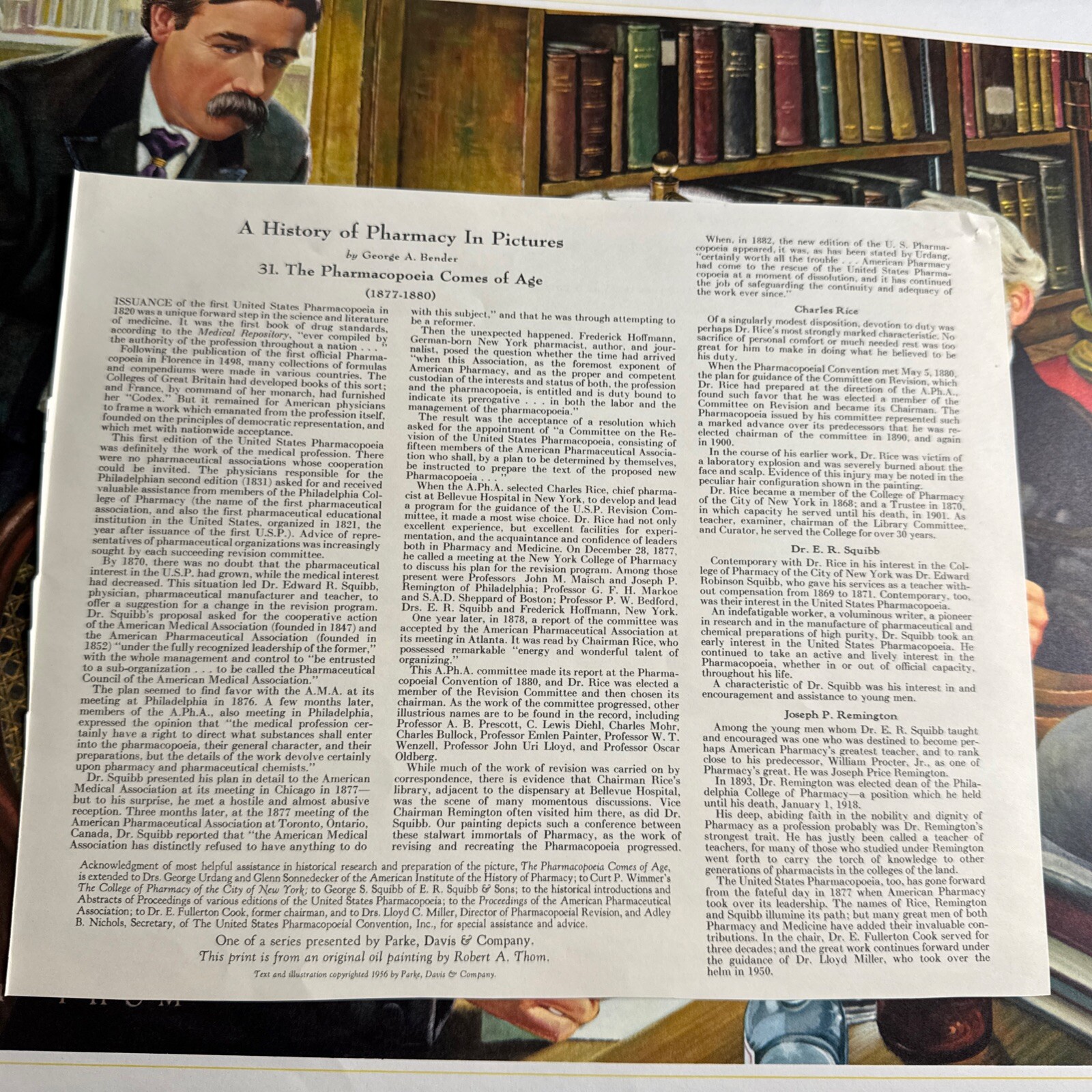 A HISTORY OF PHARMACY IN PICTURES 1954 PRINT#31 Great Gift For Doctor 22″×18″