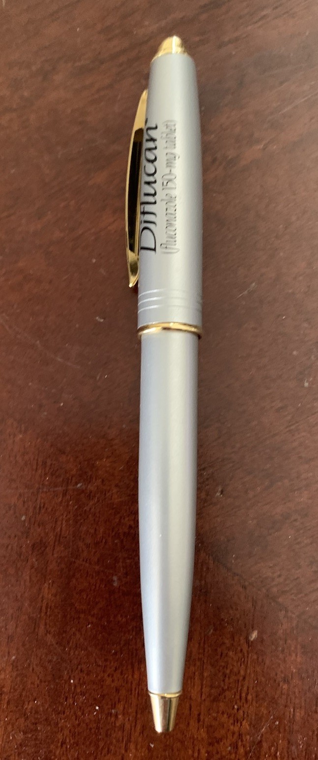 Diflucan Drug Rep Pharmaceutical Promo Metal Pen Heavy Silver Design Works