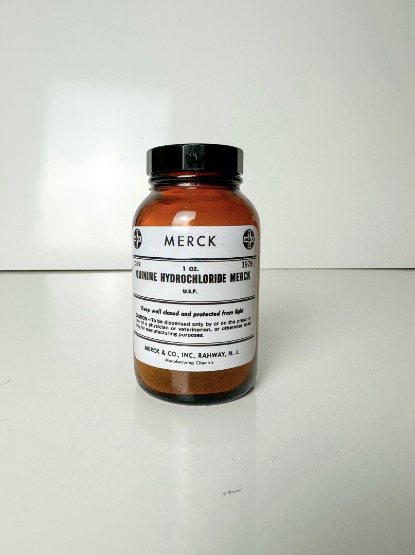 Vintage Apothecary Amber Glass Bottle 5” Merck Pharmacy Medicine Jar Oddities