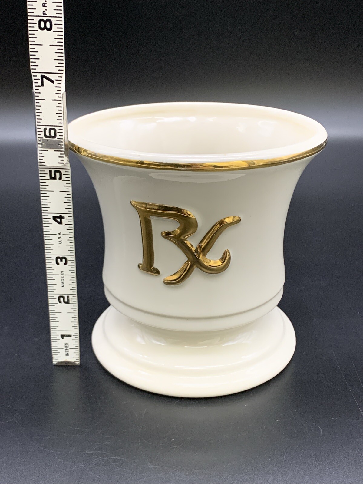 Vintage Blair Specialties Mortar and Pestle Apothecary Display Retro Gold Gilt