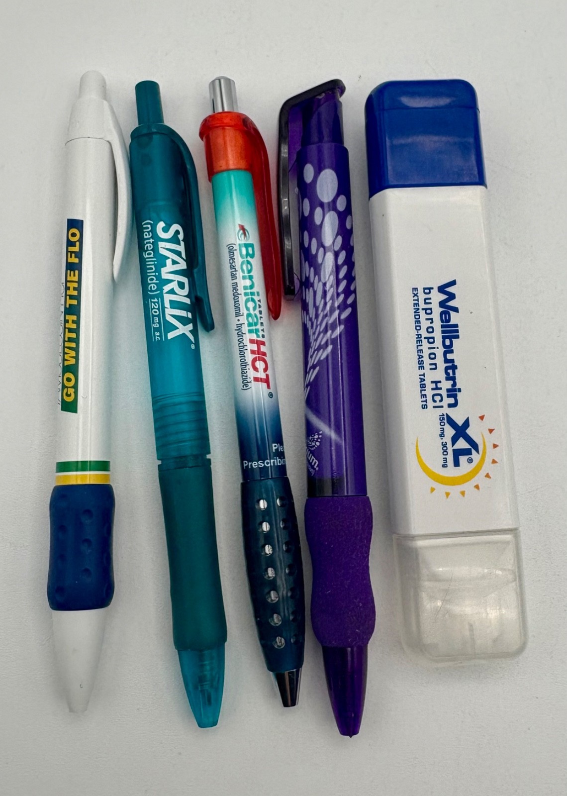 5 PEN Drug Rep Pharmaceutical Promo Advertising, Flomax,Nexium,Starlix,Benicar,