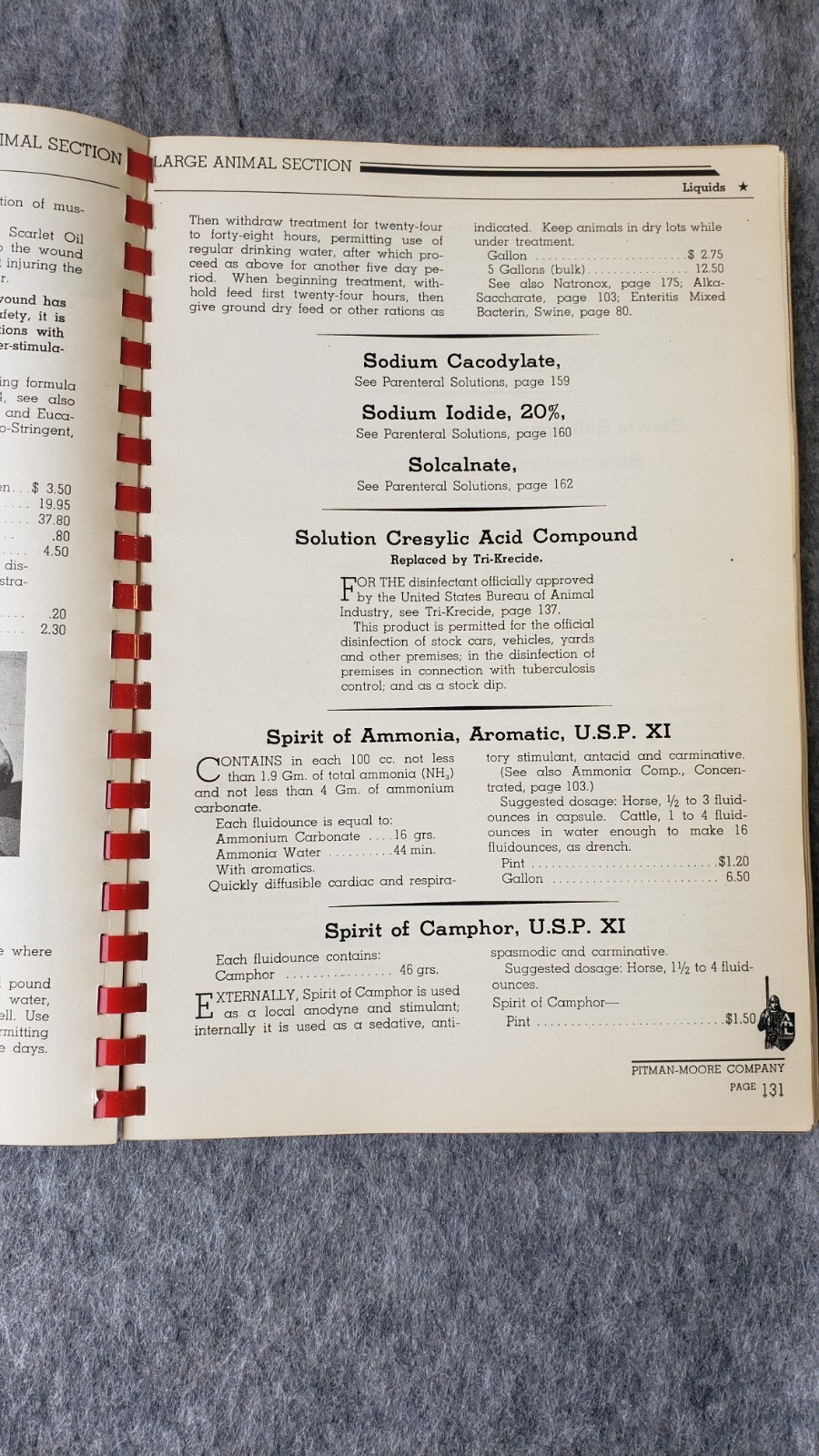 Veterinarian Products 1939 Price List Pitman-Moore Co Pharmaceuticals Indy