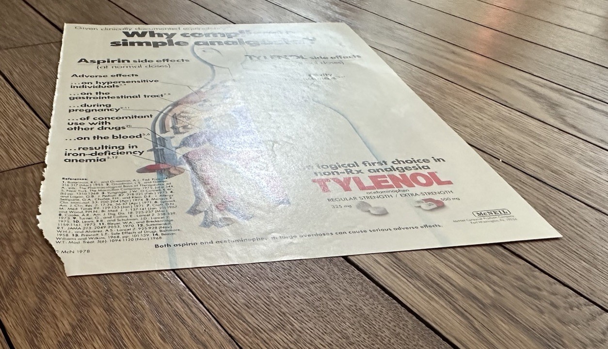 Vintage 1978 Tylenol Pharmaceutical Magazine Advertisement – Single Page
