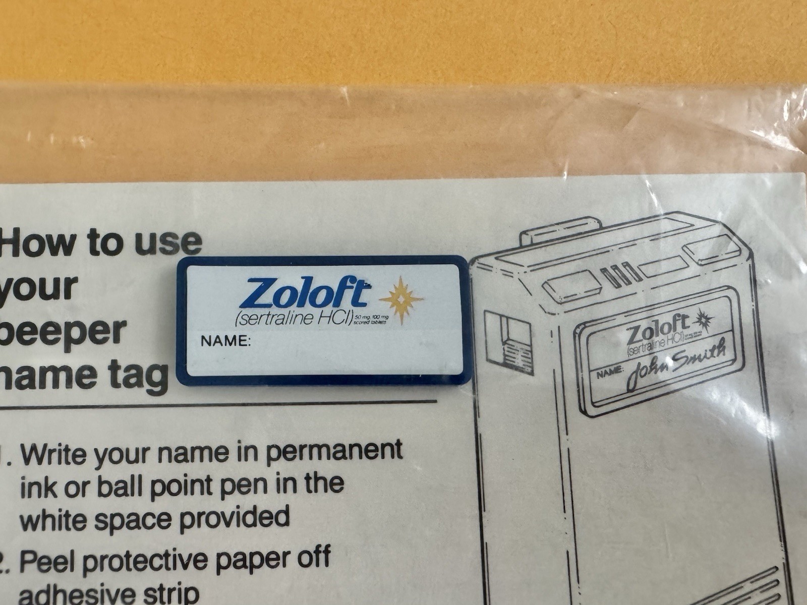 Rare Vintage ZOLOFT Promotional Beeper Tag 1990’s Pfizer Pharma Collectible