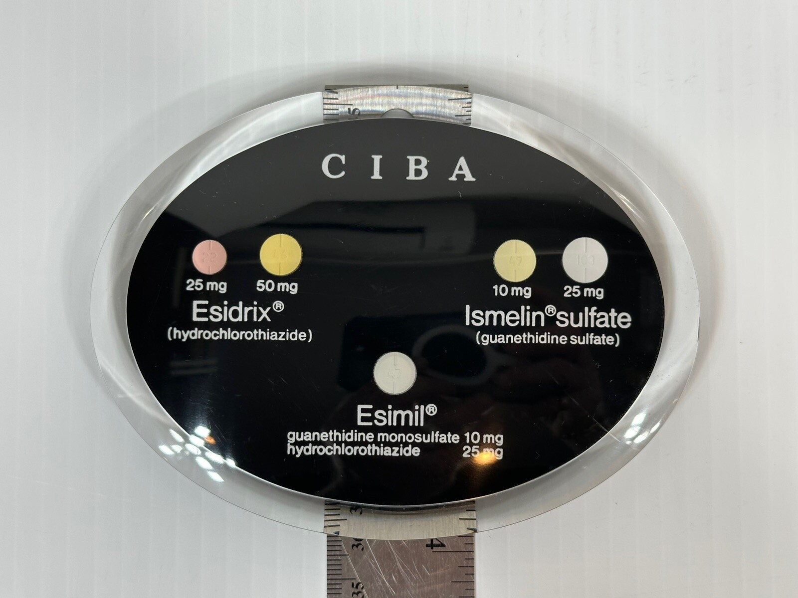 Vintage CIBA Pharmaceuticals Antihypertensive Doctor Promo Paper Weight Display