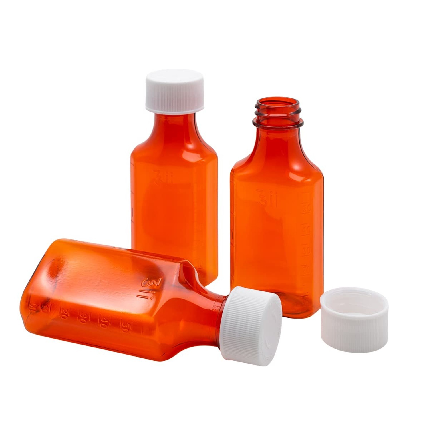 Ezy Dose Amber Oval Liquid Medicine Bottles, 2 oz Storage, Child-Resistant Pu…
