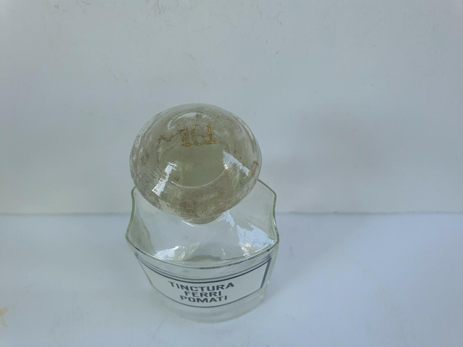 Clear Bottle 250ml, Vintage Glass Apothecary / Pharmacy, TINCTURA FERRI POMATI