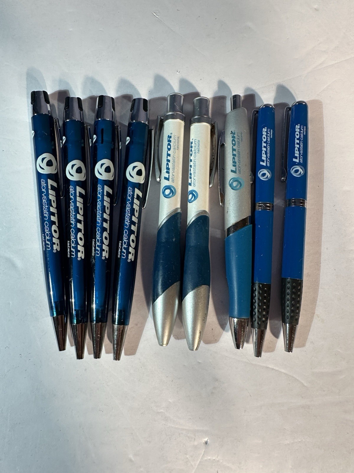 Lot Of 9 Lipitor Heavy Metal Drug Rep Pens Pharmaceutical Pharma Medical Promo