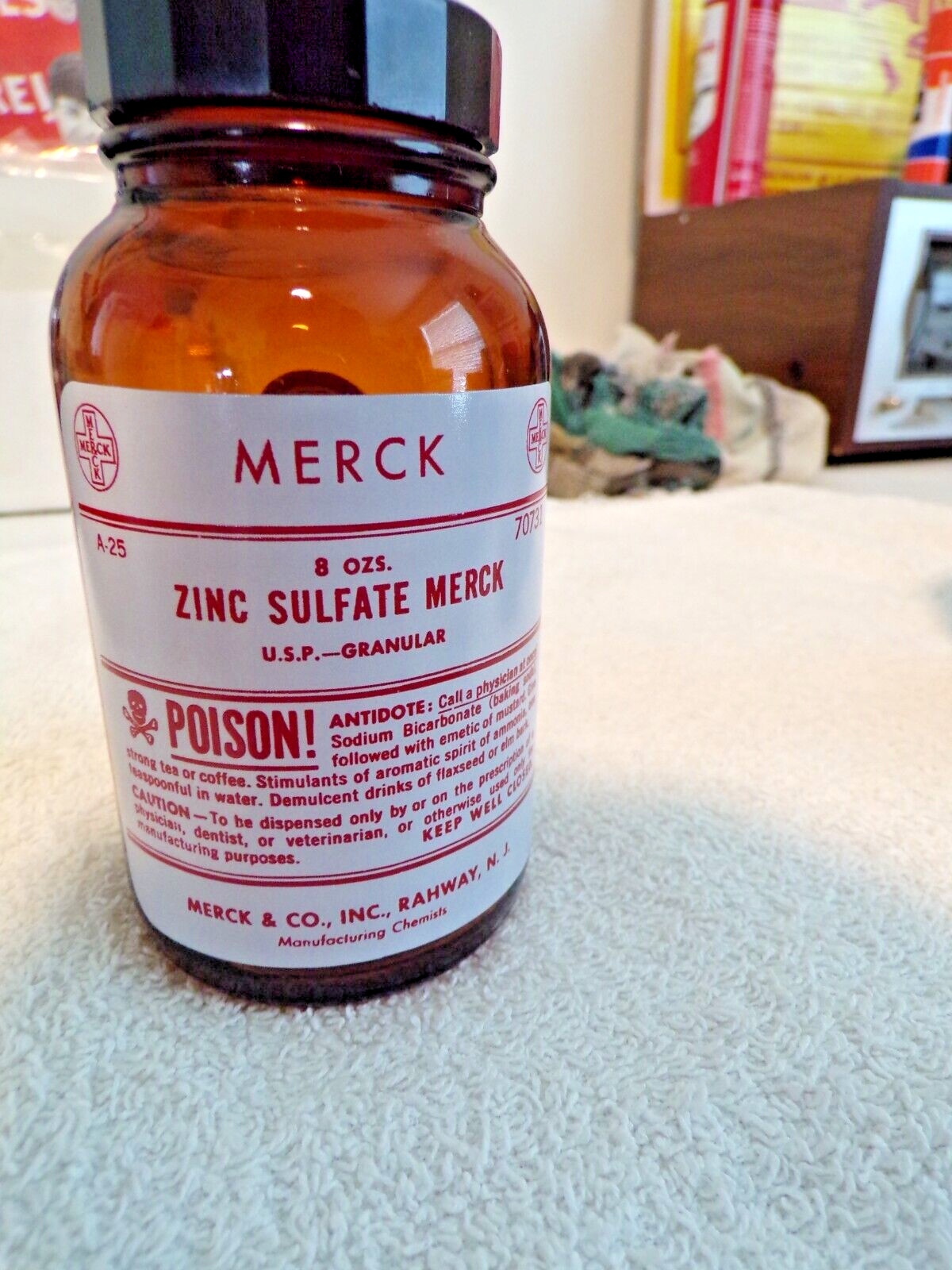 2 VINTAGE MERCK PHARMACEUTICAL POISON BOTTLES