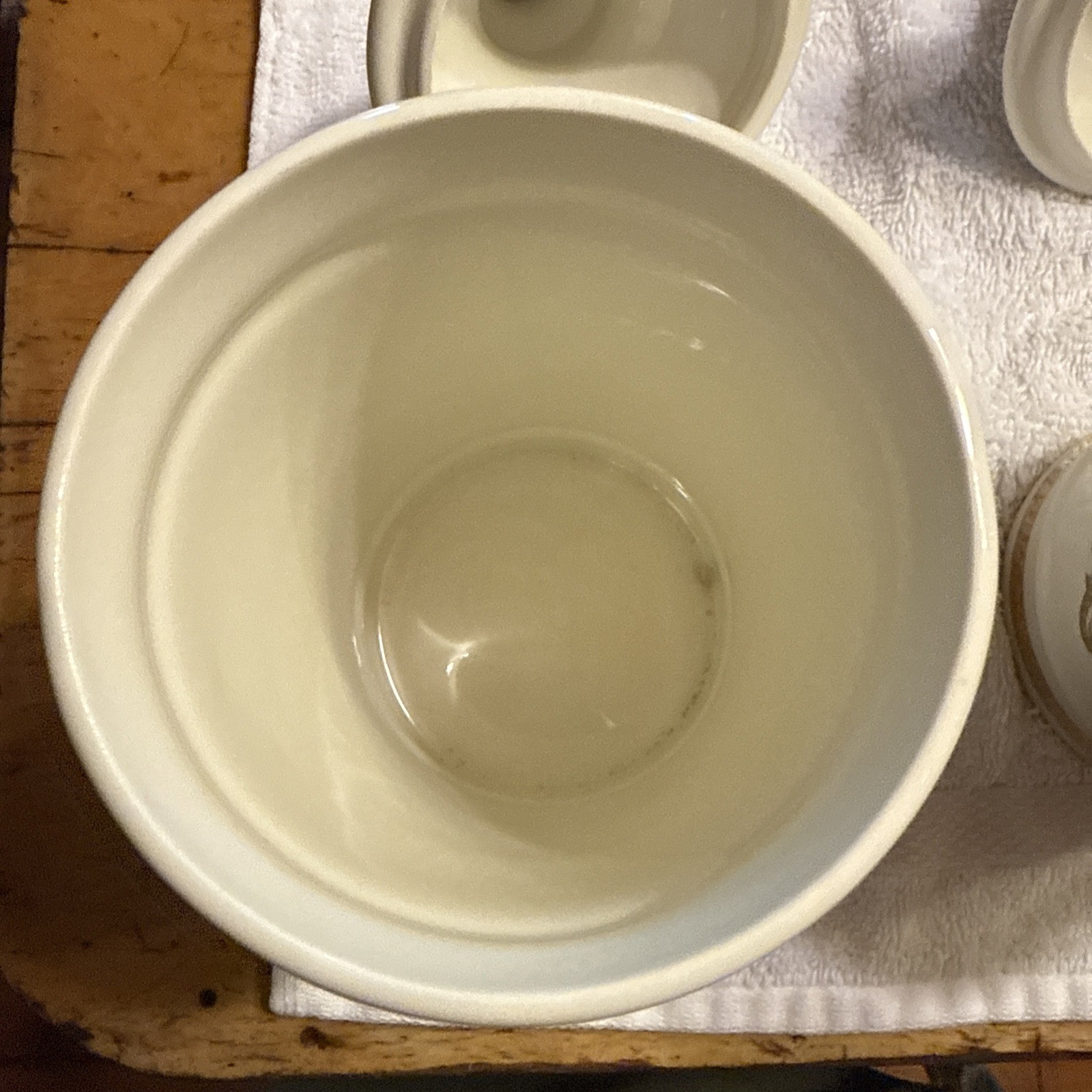 Vintage Pharmacy EXT OPii Canister Jar w/ Lid-Cream & Gold Trim-Owens Glass Pair