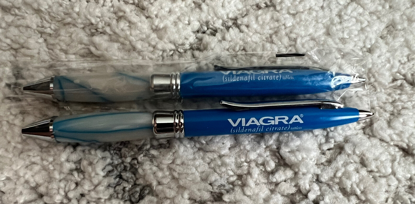 2 Heavy Metal Viagra Pens Blue Vien Marble Gripper ( New )