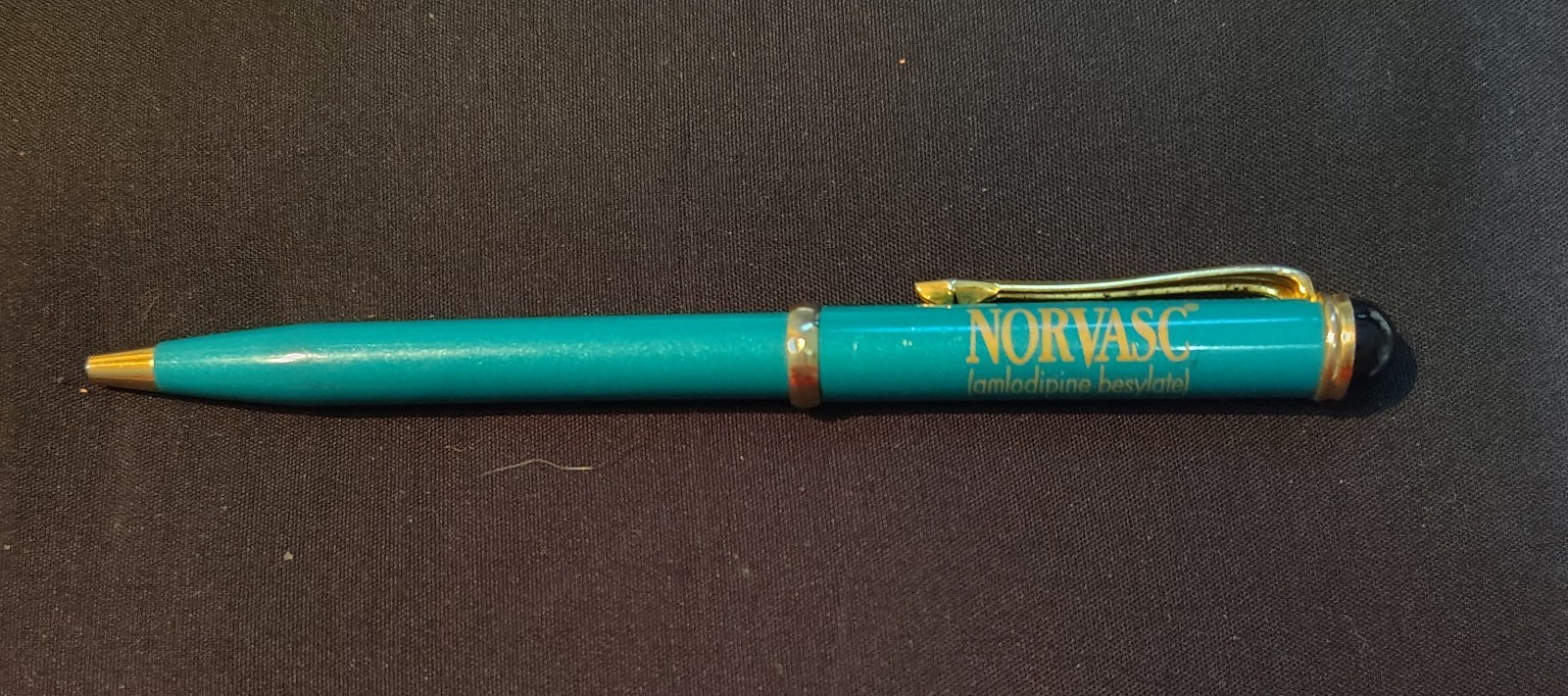 Pharmaceutical Drug Rep Promo Pen Norvasc, Very Heavy Metal Pen, RARE Green Pen