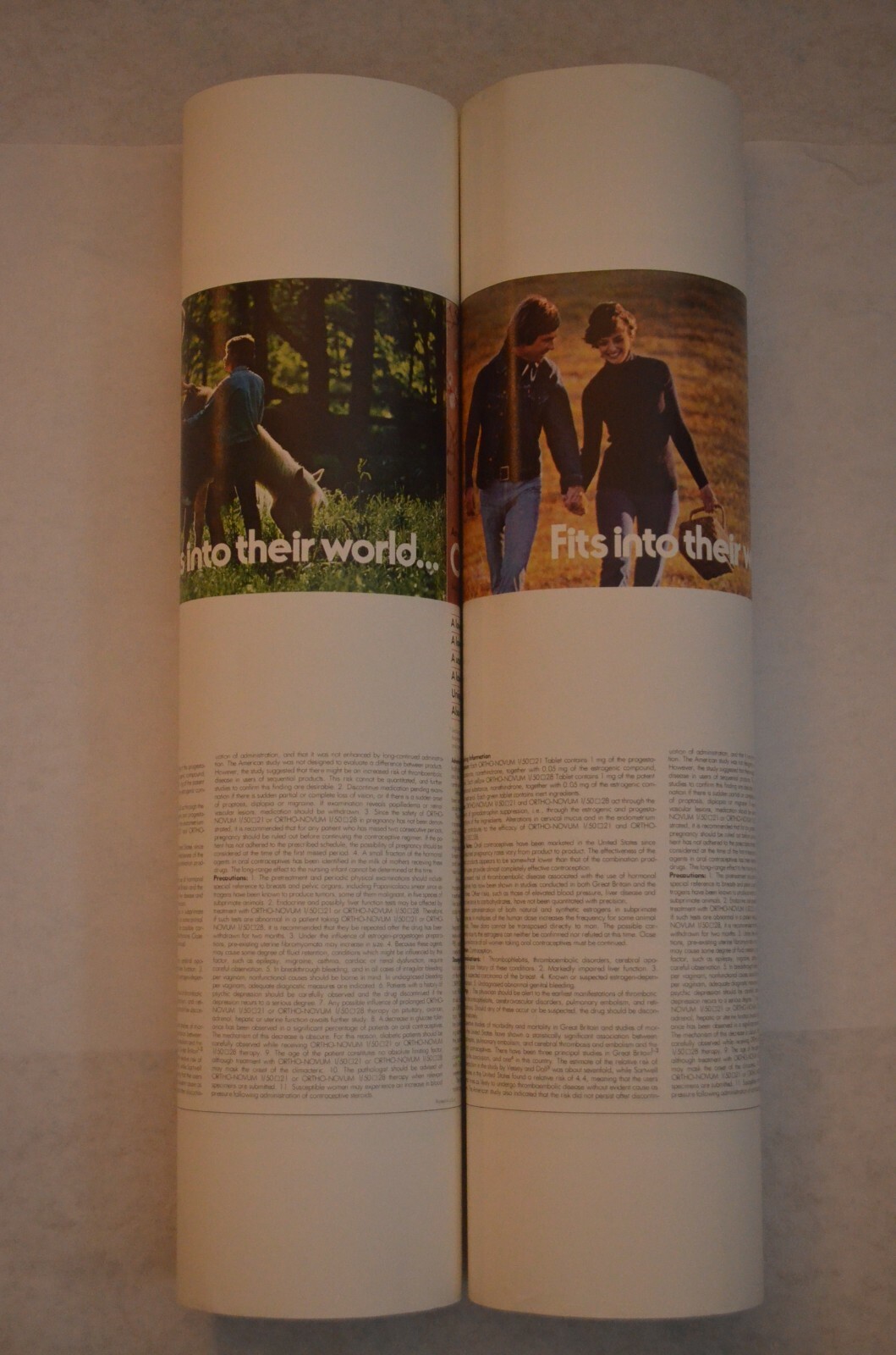Lot of (2) Vintage “Their World” Ortho-Novum Birth Control Advertisement Poster